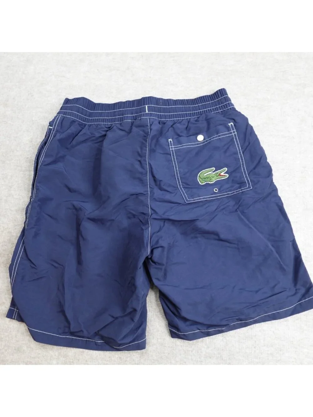 Lacoste Mens Swim Shorts Small Blue Large Croc Lined NEW